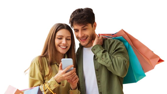 Happy shoppers